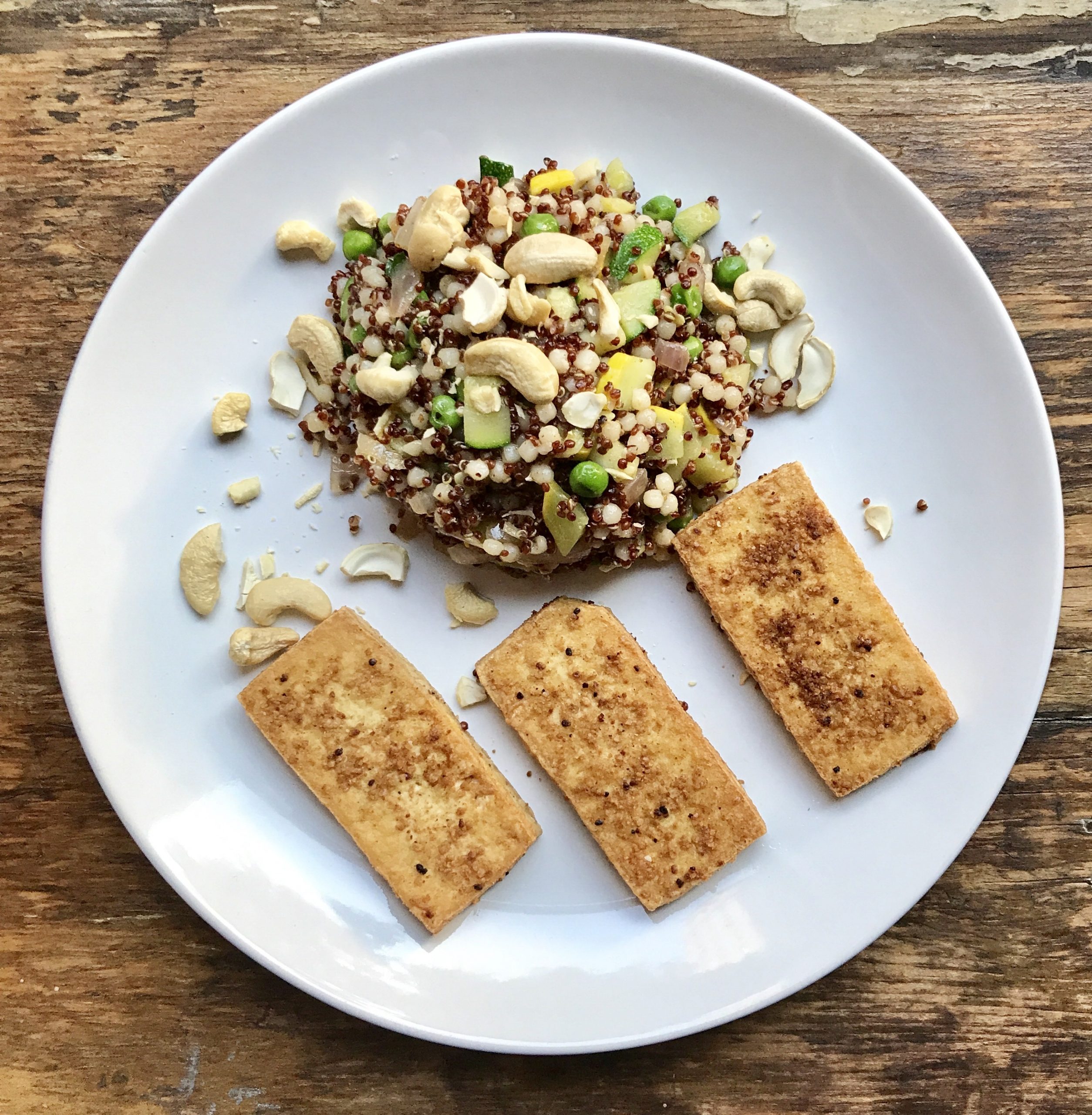 Fried tofu with mixed Grains